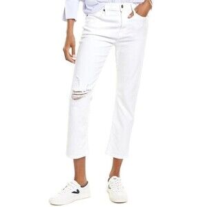 Frame Women's Le Pixie Beau Blanc Drive Rips Capri/Cropped Jeans White Size 24